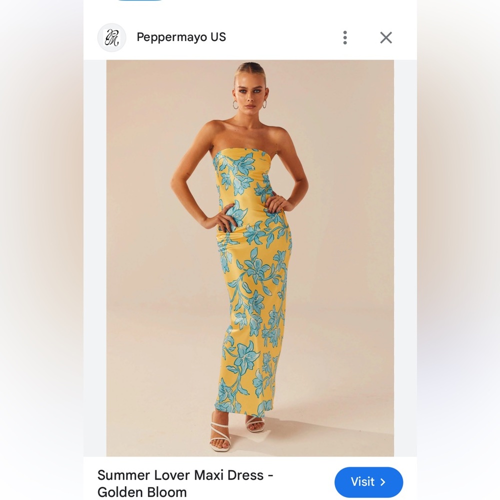 PepperMayo Summer Lover Maxi Dress size US 2/AUS 6. Yellow and Blue